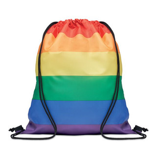 BOW Eco-Friendly Rainbow RPET Drawstring Backpack - GiftRetail MO6436