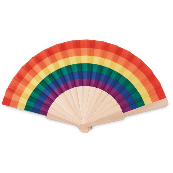 BOWFAN Rainbow wooden hand fan - GiftRetail MO6446