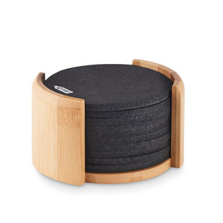 BAHIA RPET Eco-Friendly Bamboo Holder with RPET Coasters - GiftRetail MO6447