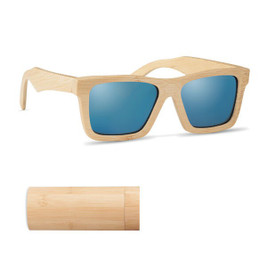 GiftRetail MO6454 - WANAKA Eco-Friendly Bamboo Sunglasses with Mirrored Lenses