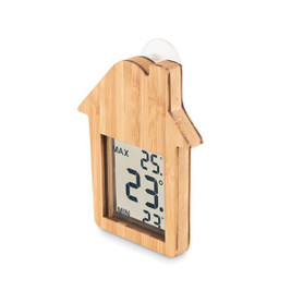 GiftRetail MO6468 - HISA Eco-Friendly Bamboo Weather Station with Suction Cup