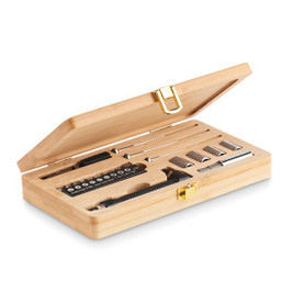 GiftRetail MO6496 - GALLAWAY Premium 21-Piece Bamboo Tool Set with Case