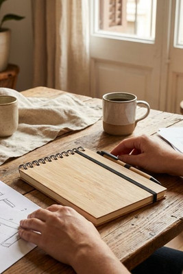 SONORABAM Eco-Friendly Bamboo A6 Notepad and Pen Set - GiftRetail MO6528