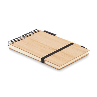 SONORABAM Eco-Friendly Bamboo A6 Notepad and Pen Set - GiftRetail MO6528