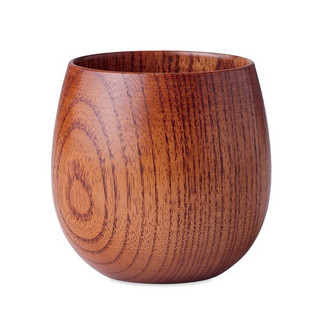 OVALIS Handcrafted Oak Wooden Mug with 250ml Capacity - GiftRetail MO6553