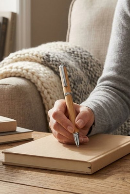 CAIRO Eco-Friendly Bamboo Gel Pen with Stainless Steel - GiftRetail MO6558