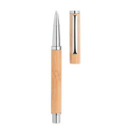 GiftRetail MO6558 - CAIRO Eco-Friendly Bamboo Gel Pen with Stainless Steel