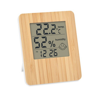SUNCITY Eco-Friendly Bamboo Weather Station Clock - GiftRetail MO6562