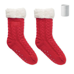 GiftRetail MO6574 - CANICHIE L Cozy Cable Knit Slipper Socks with Sherpa Lining