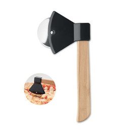 GiftRetail MO6592 - ZAZA Premium Bamboo Handle Axe-Shaped Pizza Cutter