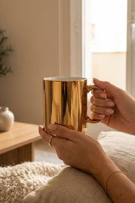 HOLLY Keramikbecher metallic 300 ml - GiftRetail MO6607
