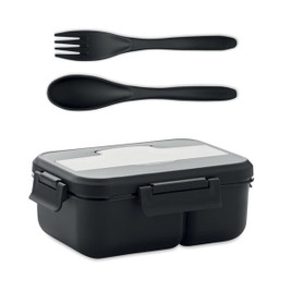 GiftRetail MO6646 - MAKAN Two-Tier Lunch Box with Cutlery and Handle-1000ml