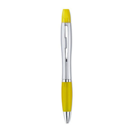 GiftRetail MO7440 - RIO DUO Silver Satin 2-in-1 Ball Pen and Highlighter Duo