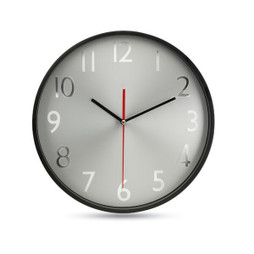 GiftRetail MO7503 - RONDO Elegant Silver Wall Clock with Glass Protection