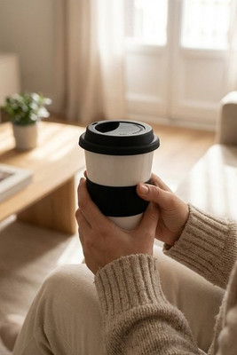 TRIBECA Keramik mugg med lock och grep - GiftRetail MO7683