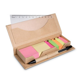 GiftRetail MO7756 - STIBOX Eco-Friendly Sticky Memo Set with Pen and Ruler