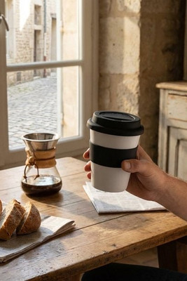 ASTORIA PP ASTORIA 350ml White Tumbler with Silicone Lid - GiftRetail MO8078