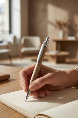 PUSHTON Eco-Friendly Push Type Ball Pen with Carton Barrel - GiftRetail MO8105