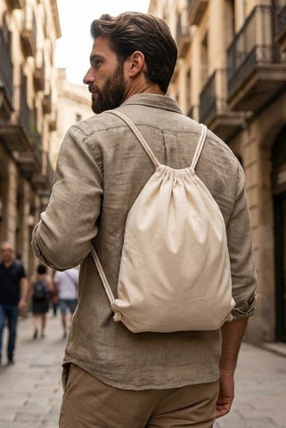 HUNDRED Eco-Friendly 100% Cotton Drawstring Bag 37x41CM - GiftRetail MO8337