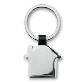 GiftRetail MO8461 - HOUSY Elegant House Shaped Metal Key Ring with Nickel Finish