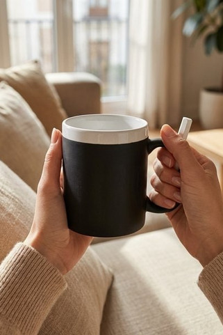 CHALCKY Eco-Friendly Chalkboard Stoneware Mug 300ml - GiftRetail MO8658