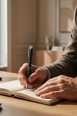 BERN Elegant Aluminium Push Button Pen with Blue Ink - GiftRetail MO8893