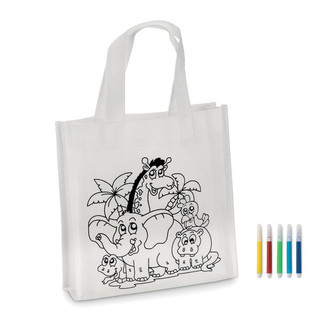 SHOOPIE Color Your Own Mini Shopping Bag with Markers - GiftRetail MO8922
