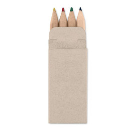 GiftRetail MO8924 - PETIT ABIGAIL Compact Set of 4 Mini Colored Pencils in Box