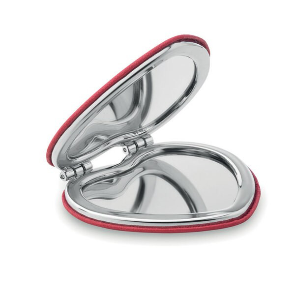 GLOW HEART Elegant Heart-Shaped Double Mirror with PU Cover - GiftRetail MO8980