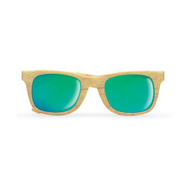 GiftRetail MO9022 - WOODIE Eco-Friendly Wooden Look Mirrored Sunglasses