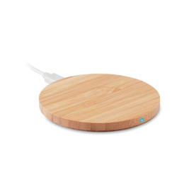 GiftRetail MO9434 - RUNDO Eco-Friendly Bamboo Wireless Charger for QI Devices