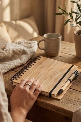 BAMBLOC Bamboo notebook with pen lined - GiftRetail MO9435