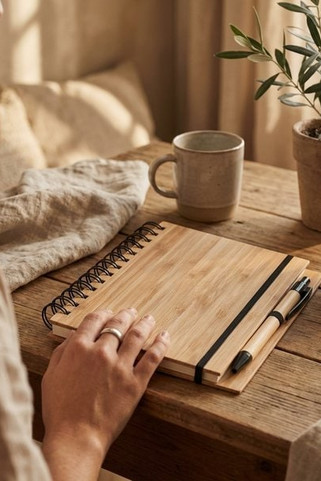 BAMBLOC Bamboo notebook with pen lined - GiftRetail MO9435