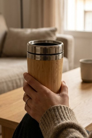 RODEODRIVE Eco-Friendly Bamboo Stainless Steel Flask 400ml - GiftRetail MO9444