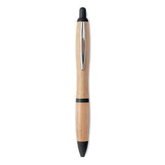 RIO BAMBOO Eco-Friendly Bamboo and ABS Push Button Ball Pen - GiftRetail MO9485