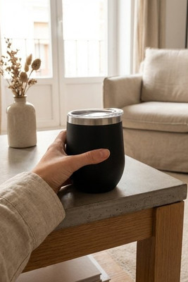 CHIN CHIN Elegant 300ml Double Wall Stainless Steel Mug - GiftRetail MO9597