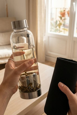 UTAH TEA High Borosilicate Glass Tea Bottle with Infuser - GiftRetail MO9636