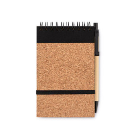 GiftRetail MO9857 - SONORACORK Eco-Friendly Cork Notepad with Recycled Pen Set