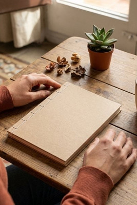 MID PAPER BOOK Eco-Friendly A5 Recycled Notebook with Plain Pages - GiftRetail MO9867