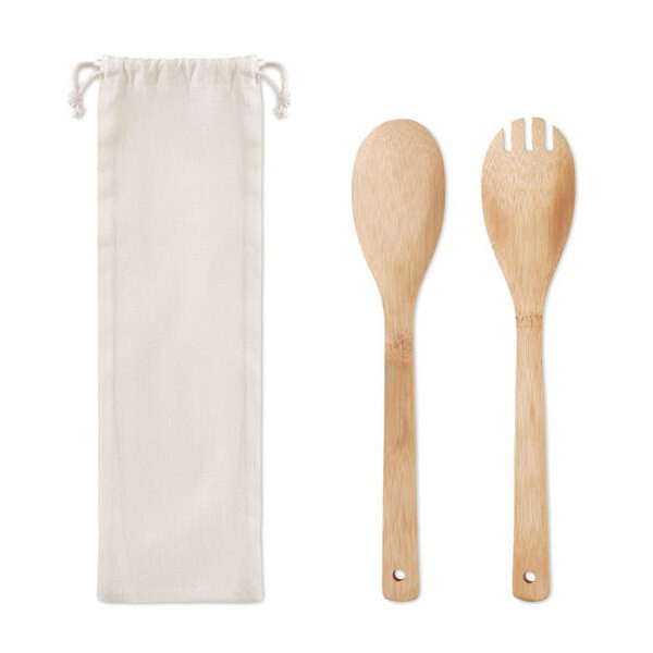 MAYEN SET Eco-Friendly Bamboo Salad Utensil Set - GiftRetail MO9903