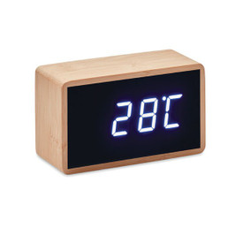 GiftRetail MO9921 - MIRI CLOCK LED Eco-Friendly Bamboo LED Alarm Clock with Temperature Display