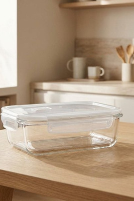 PRAGA LUNCHBOX Airtight 900ml Glass Lunch Box with Microwave-Safe Lid - GiftRetail MO9923