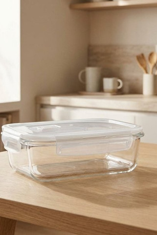 PRAGA LUNCHBOX Airtight 900ml Glass Lunch Box with Microwave-Safe Lid - GiftRetail MO9923