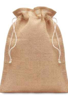 GiftRetail MO9928 - JUTE SMALL Eco-Friendly Small Jute Gift Bag with Drawstring