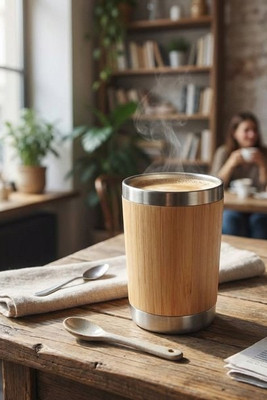 LOKKA Eco-Friendly Bamboo Stainless Steel Tumbler 250ml - GiftRetail MO9937