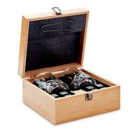 GiftRetail MO9941 - INVERNESS Deluxe Bamboo Box Whisky Set with Glasses & Stones