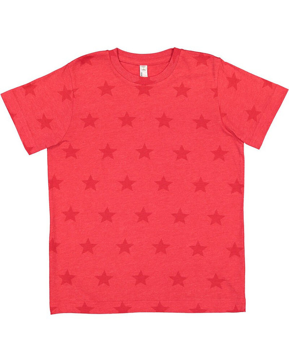 Code V 2229 - Youth Vintage Star Patterned Cotton Blend Tee