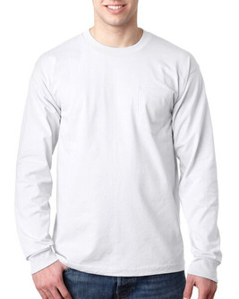 Bayside BA8100 - Adult 6.1 oz., 100% Cotton Long Sleeve Pocket T-Shirt