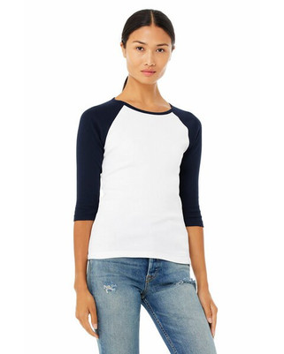 Bella+Canvas B2000 - Ladies Baby Rib 3/4-Sleeve Contrast Raglan T-Shirt