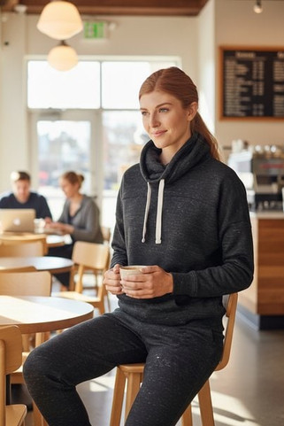 J. America JA8673 - Ladies Melange Fleece Cowl Neck Sweatshirt